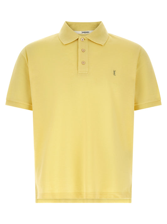Polo Shirt by Saint Laurent for men in cotton bicolour & yellow features a eye catching silhouette, showcasing a refined and short-sleeve for a eye catching finish.