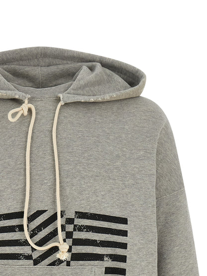 Sweatshirt Hoodie by Golden Goose for men in cotton gray & print showcases a city-ready silhouette, artfully detailed with a signature hooded neckline and for a city-ready finish.
