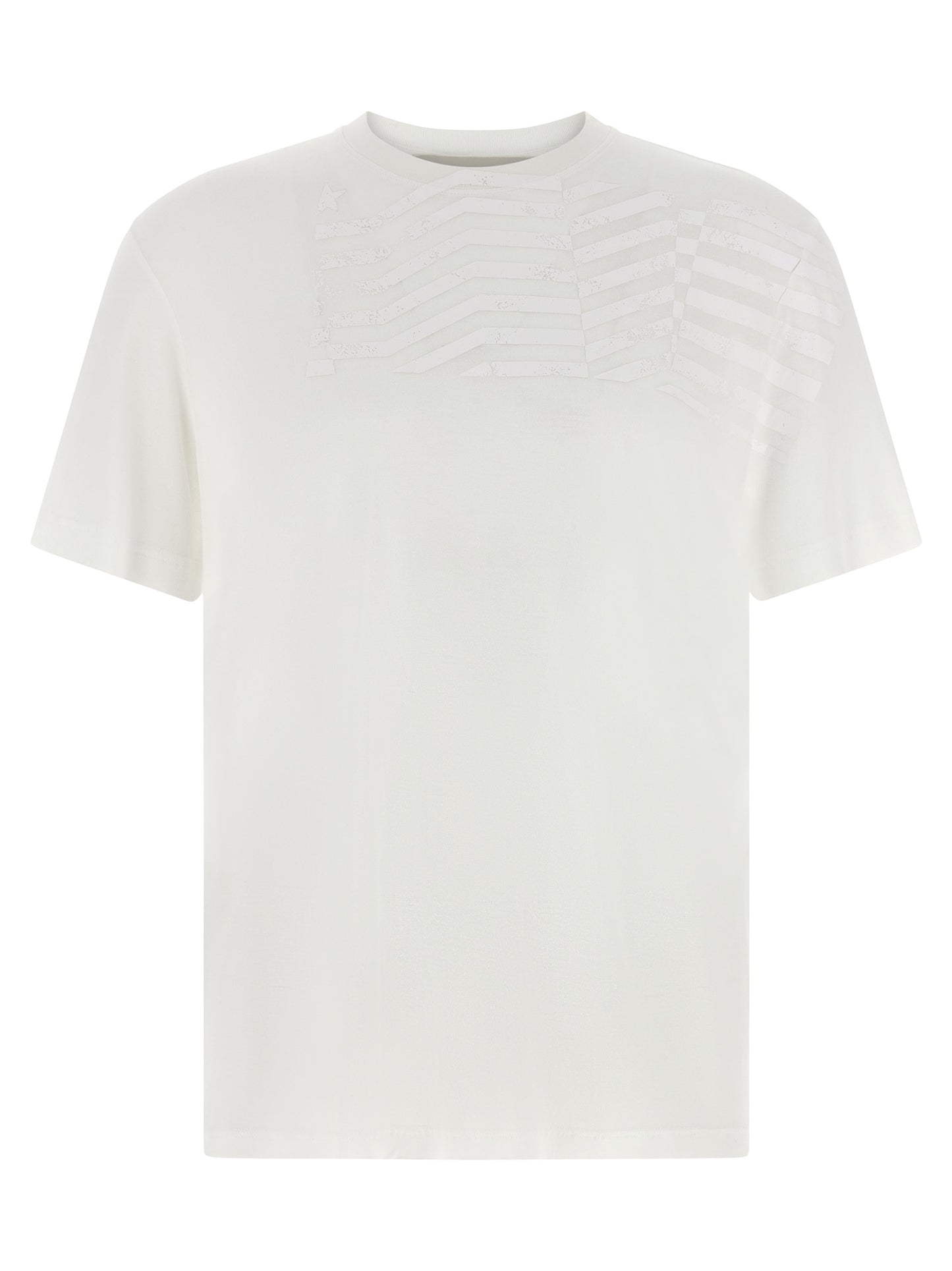 Golden Goose Essence Men's Short-Sleeve Crew Neck Lyocell T-Shirt - White Signature Print