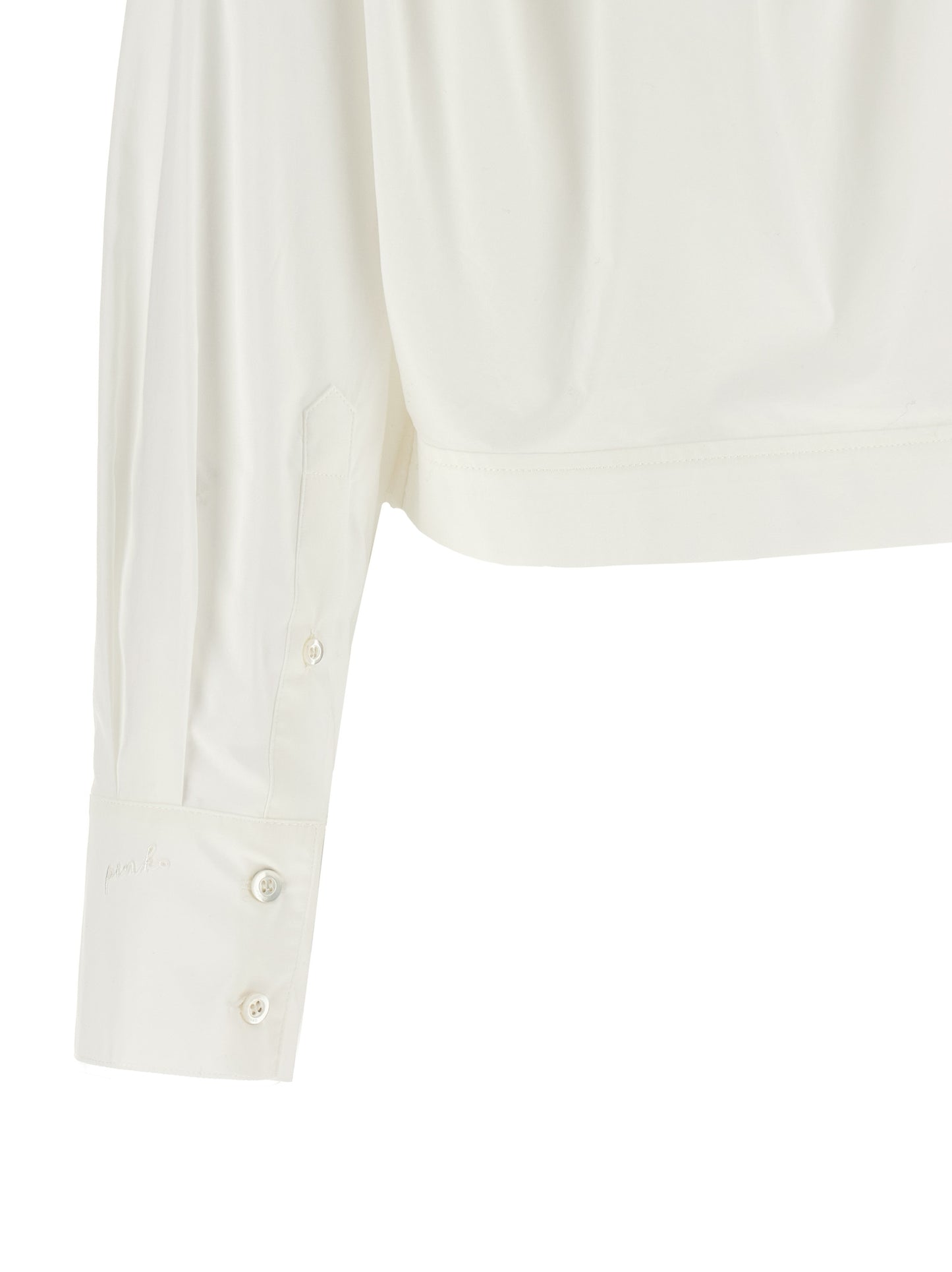 Blouse by PINKO for women in cotton pearl & white showcases a sleek silhouette, elegantly detailed with a sleek and for a sleek finish.