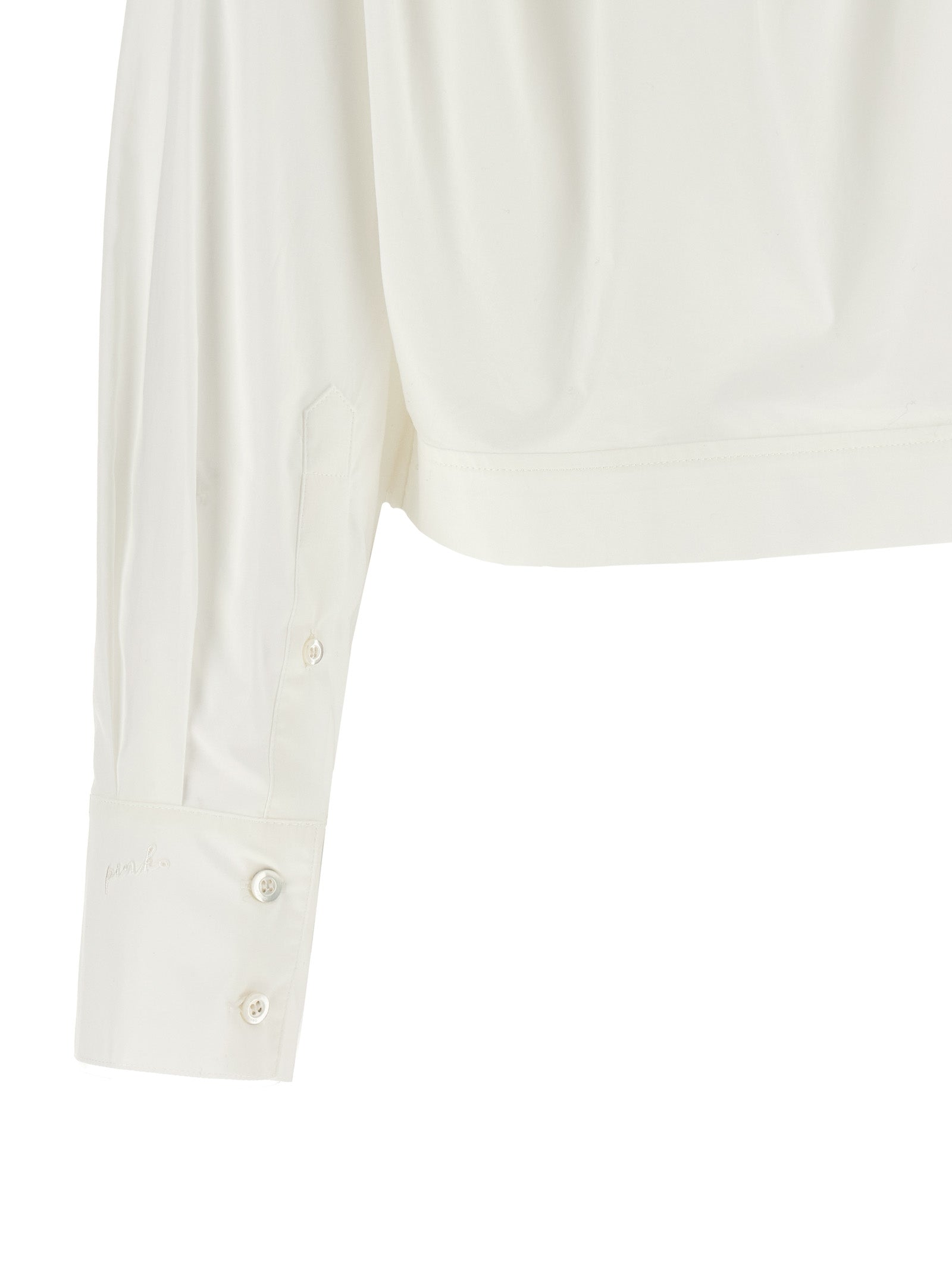 Blouse by PINKO for women in cotton pearl & white showcases a sleek silhouette, elegantly detailed with a sleek and for a sleek finish.