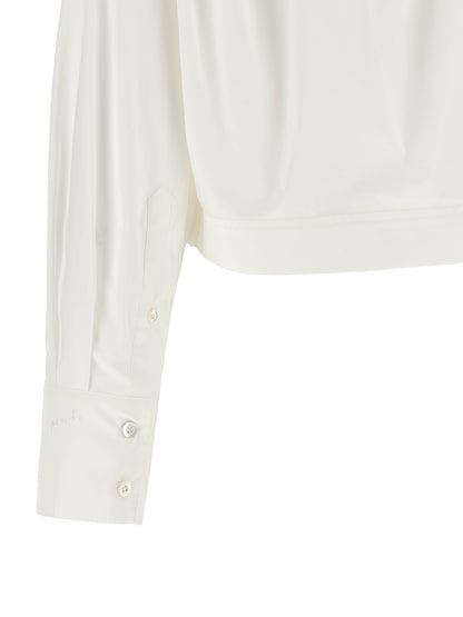 Blouse by PINKO for women in cotton pearl & white showcases a sleek silhouette, elegantly detailed with a sleek and for a sleek finish.