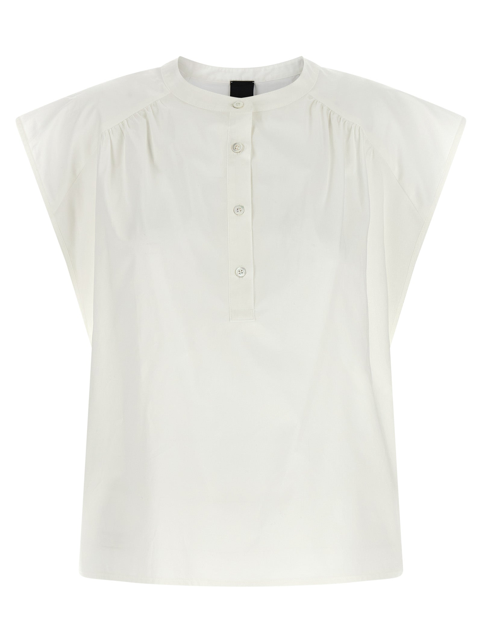 Blouse by PINKO for women in cotton pearl & white showcases a sleek silhouette, elegantly detailed with a sleek crew neckline and for a sleek finish.
