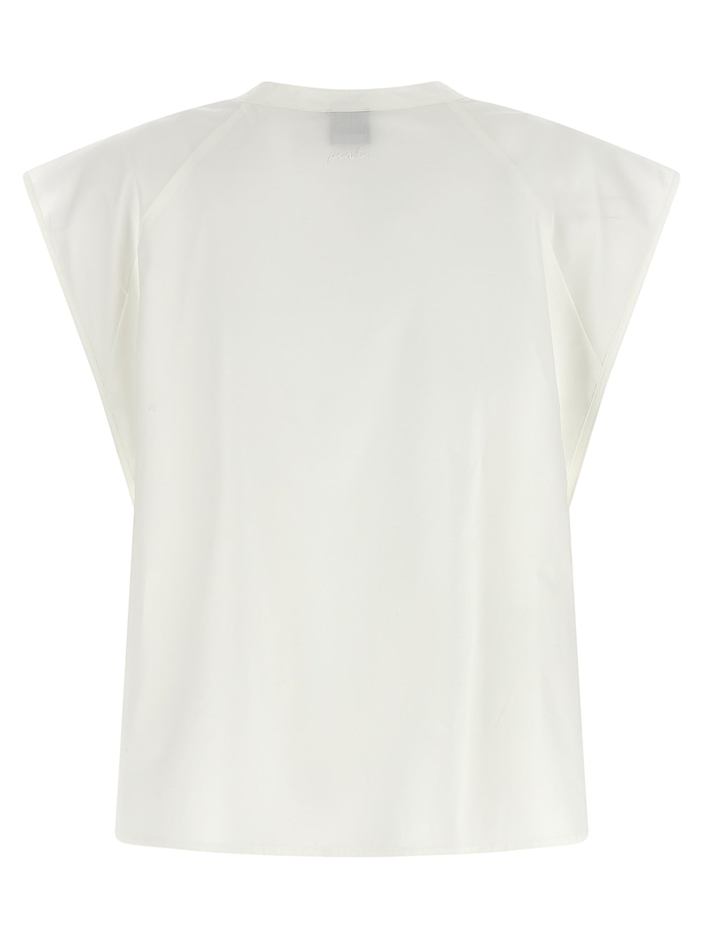 Blouse by PINKO for women in cotton pearl & white features an architectural silhouette with a refined and elegant crew neckline for a architectural look.