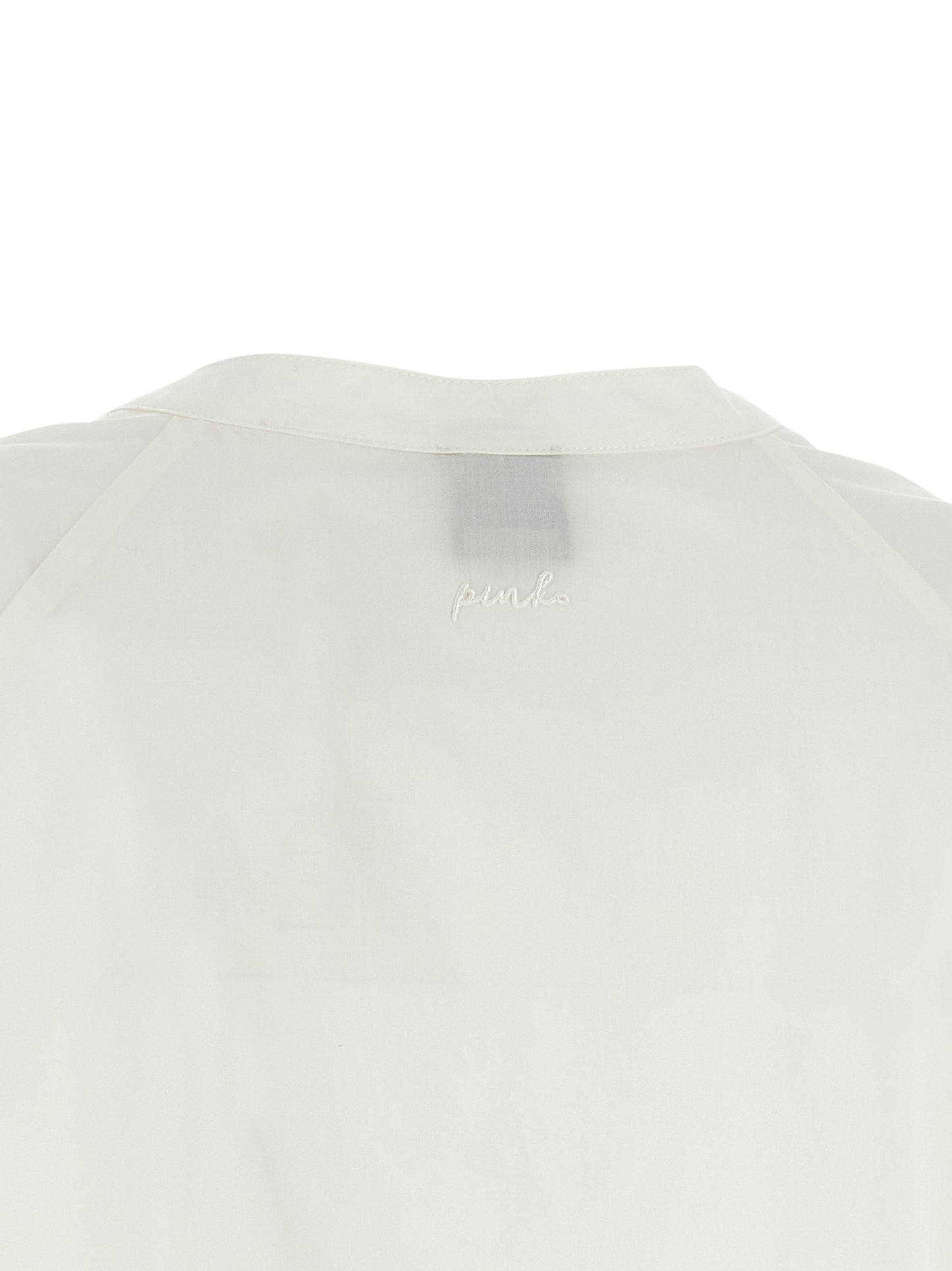Blouse by PINKO for women in cotton pearl & white showcases a sharp silhouette, elegantly detailed with a sharp and sharp .