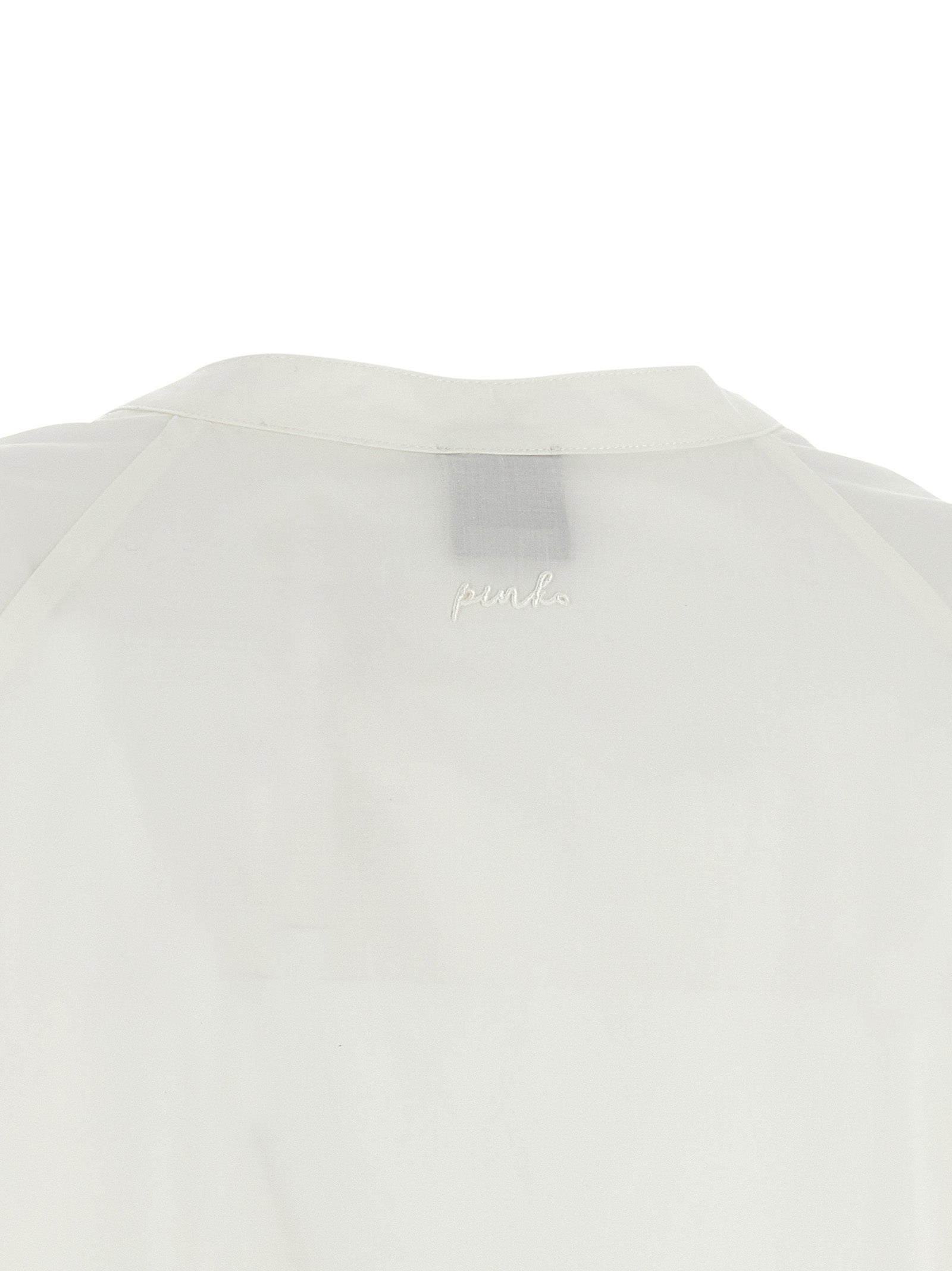 Blouse by PINKO for women in cotton pearl & white showcases a sharp silhouette, elegantly detailed with a sharp and sharp .