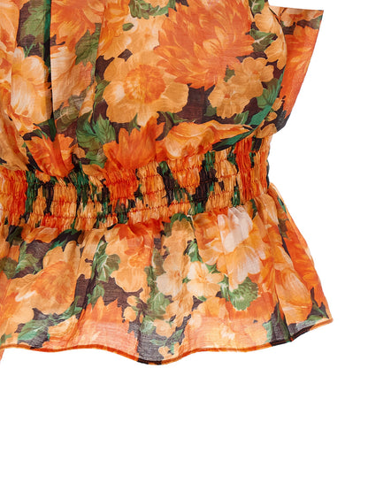 Shirt by PINKO for women in polyamide & lyocell orange, patterned & print features an architectural silhouette with a refined and elegant for a architectural look.