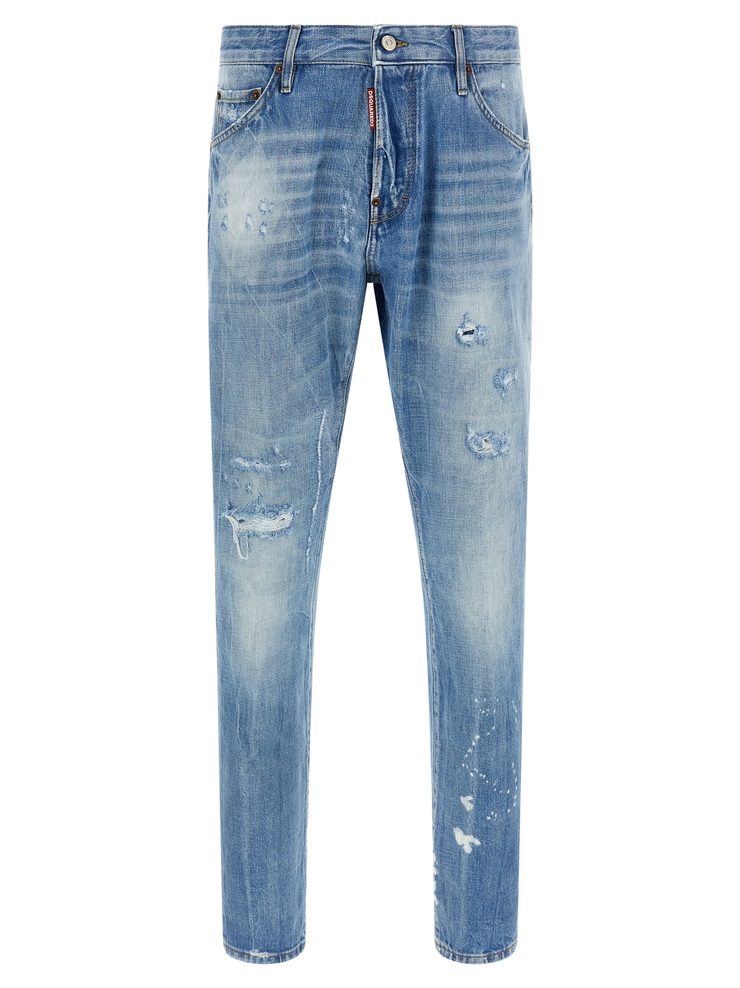 Jeans by Dsquared² for men in cotton denim blue & signature features an refined tailoring silhouette, showcasing a premium straight-leg with a low rise and long cut for a refined tailoring look.