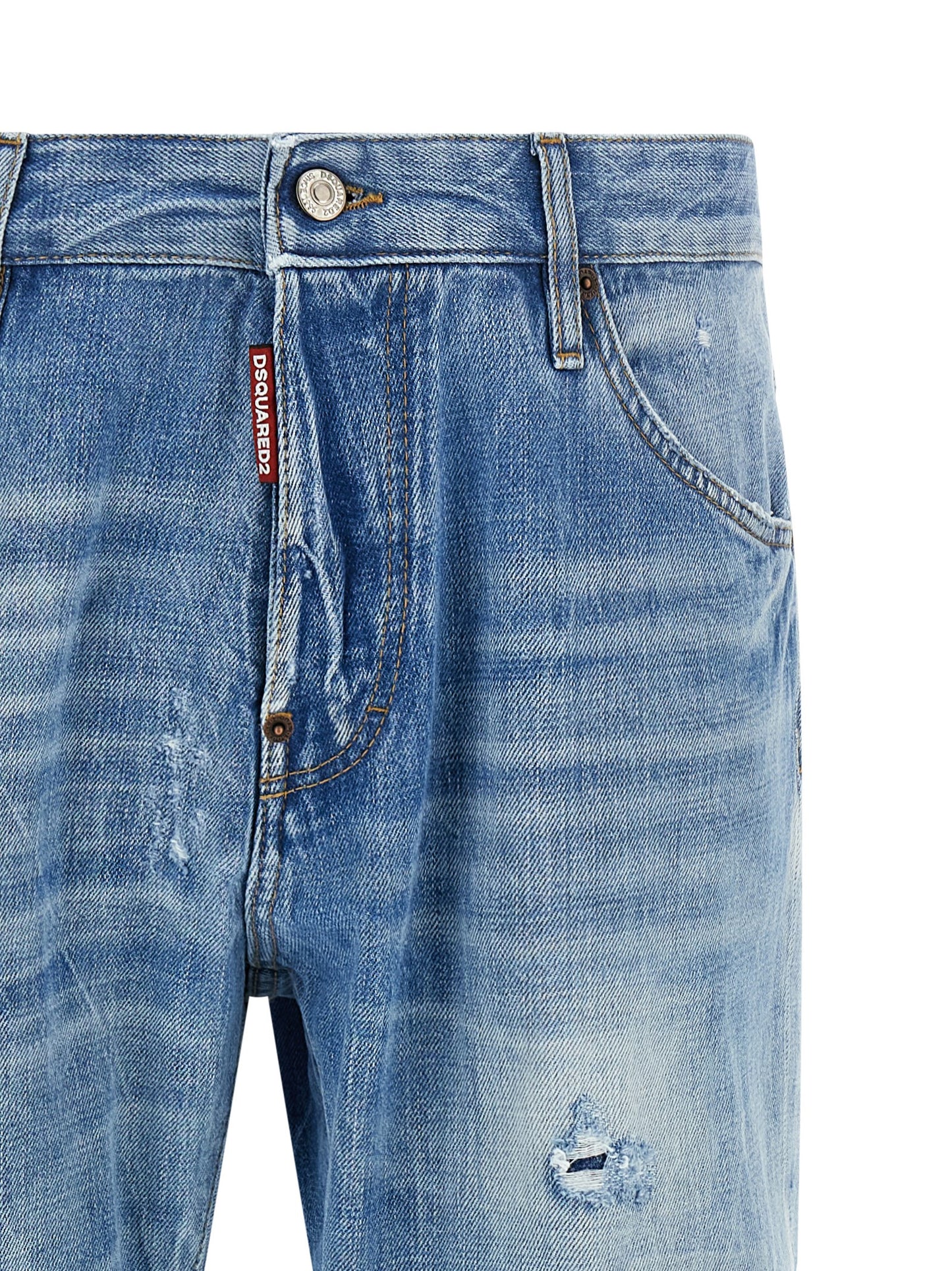 Jeans by Dsquared² for men in cotton denim blue & signature features an sophisticated low rise and straight-leg with a precise long, creating a sophisticated and sophisticated silhouette.
