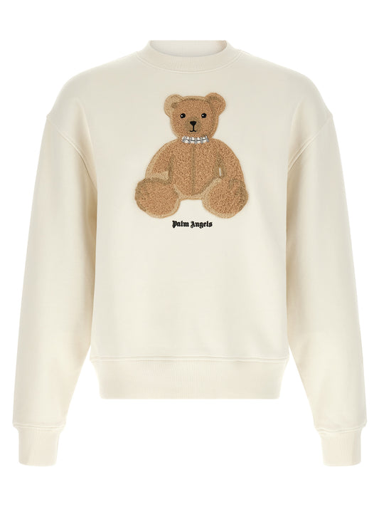 Sweatshirt by Palm Angels for men in cotton white & print features an magnificent silhouette, showcasing a sophisticated crew neckline and long-sleeve detail for a truly magnificent finish.