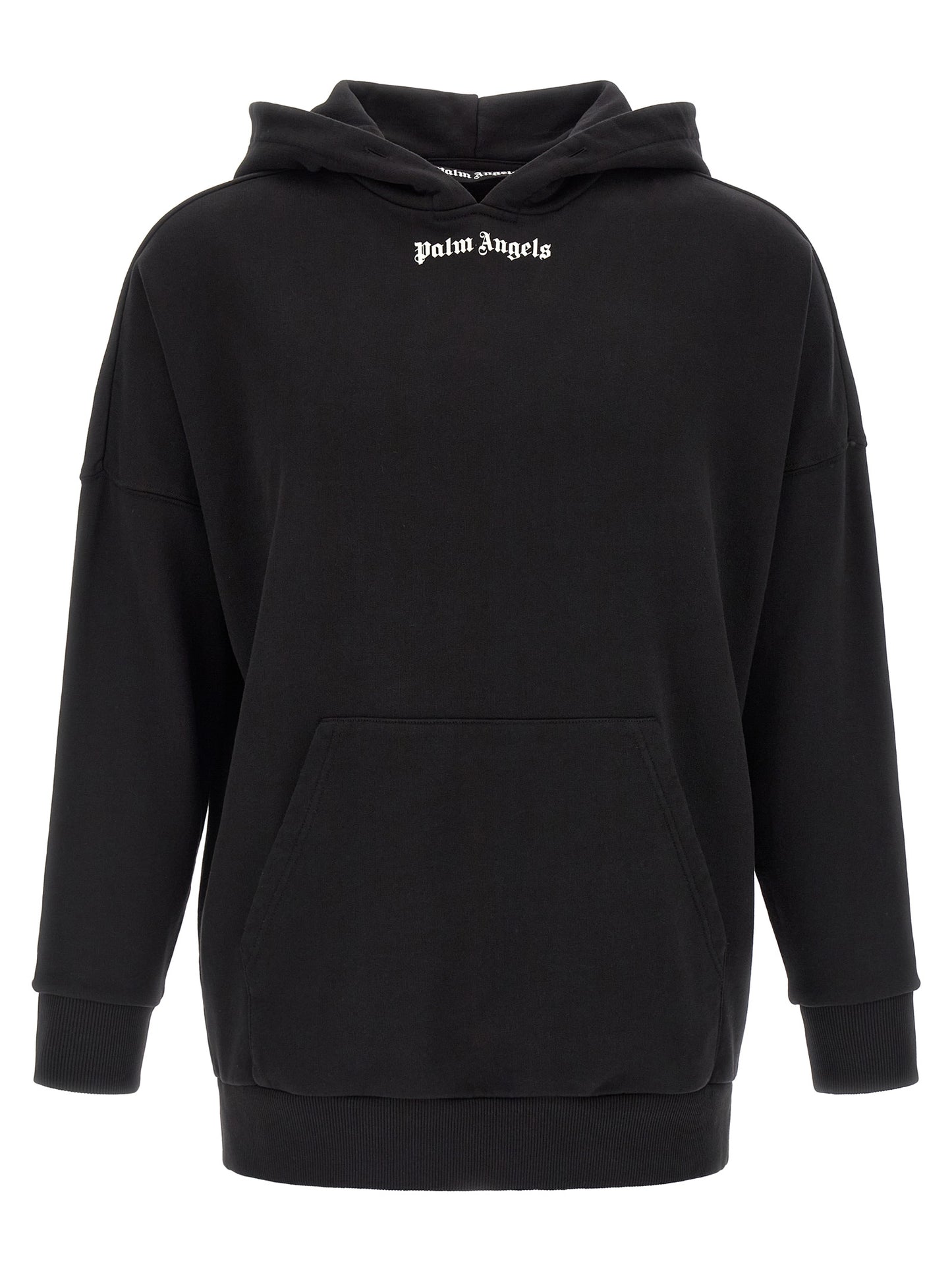 Sweatshirt Hoodie by Palm Angels for men in cotton bicolour, black, white & print features an avant-garde silhouette, showcasing a sophisticated hooded neckline and long-sleeve detail for a truly avant-garde finish.