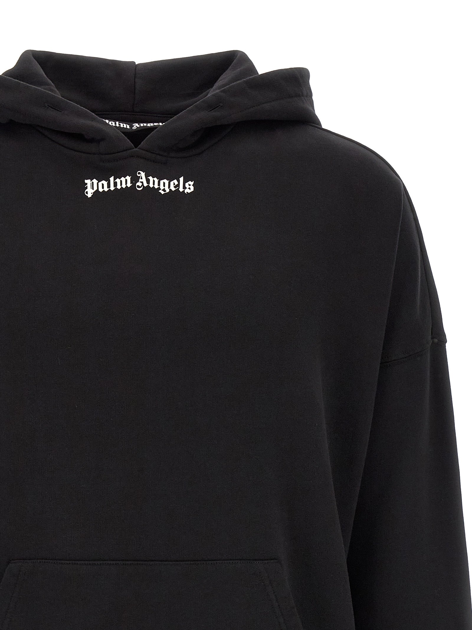 Sweatshirt Hoodie by Palm Angels for men in cotton bicolour, black, white & print showcases a city-ready silhouette, artfully detailed with a signature hooded neckline and for a city-ready finish.