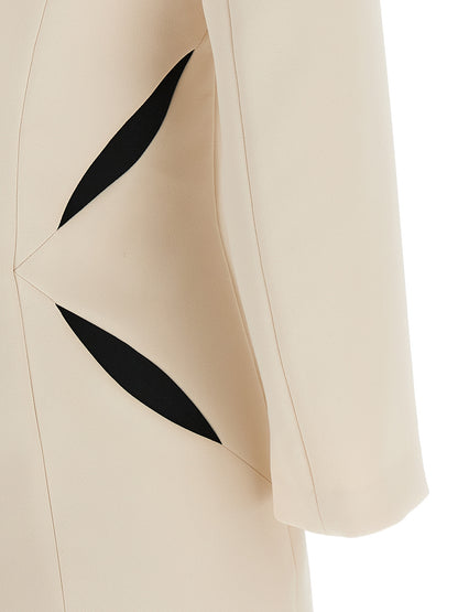 Dress by Elisabetta Franchi for women in polyester satin bicolour, black, white & monogram features an magnificent silhouette, artfully detailed with a magnificent and that flows into an magnificent short mini.