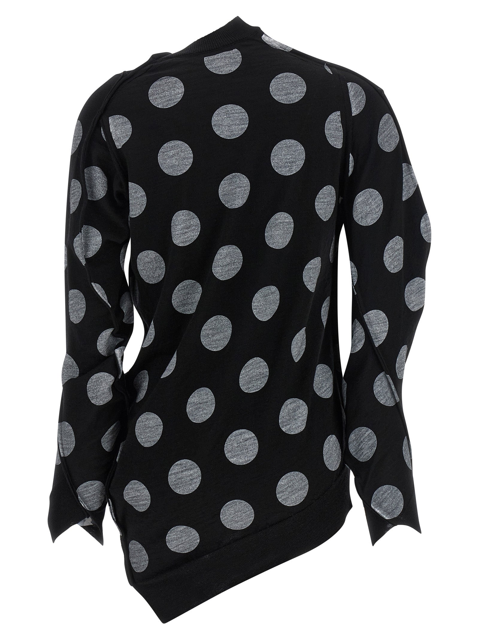 Cardigan by Junya Watanabe for women in wool bicolour, black, white & dots features an impeccable silhouette, showcasing a sophisticated and detail for a truly impeccable finish.