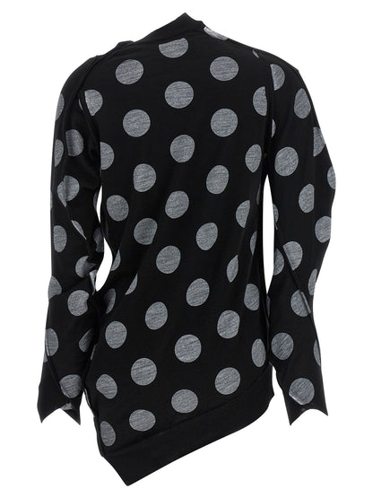 Cardigan by Junya Watanabe for women in wool bicolour, black, white & dots features an impeccable silhouette, showcasing a sophisticated and detail for a truly impeccable finish.