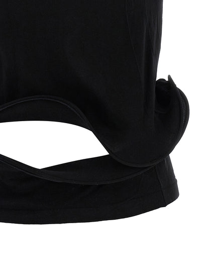 Junya Watanabe Women's Short-Sleeve Crew Neck Nylon T-Shirt - Black