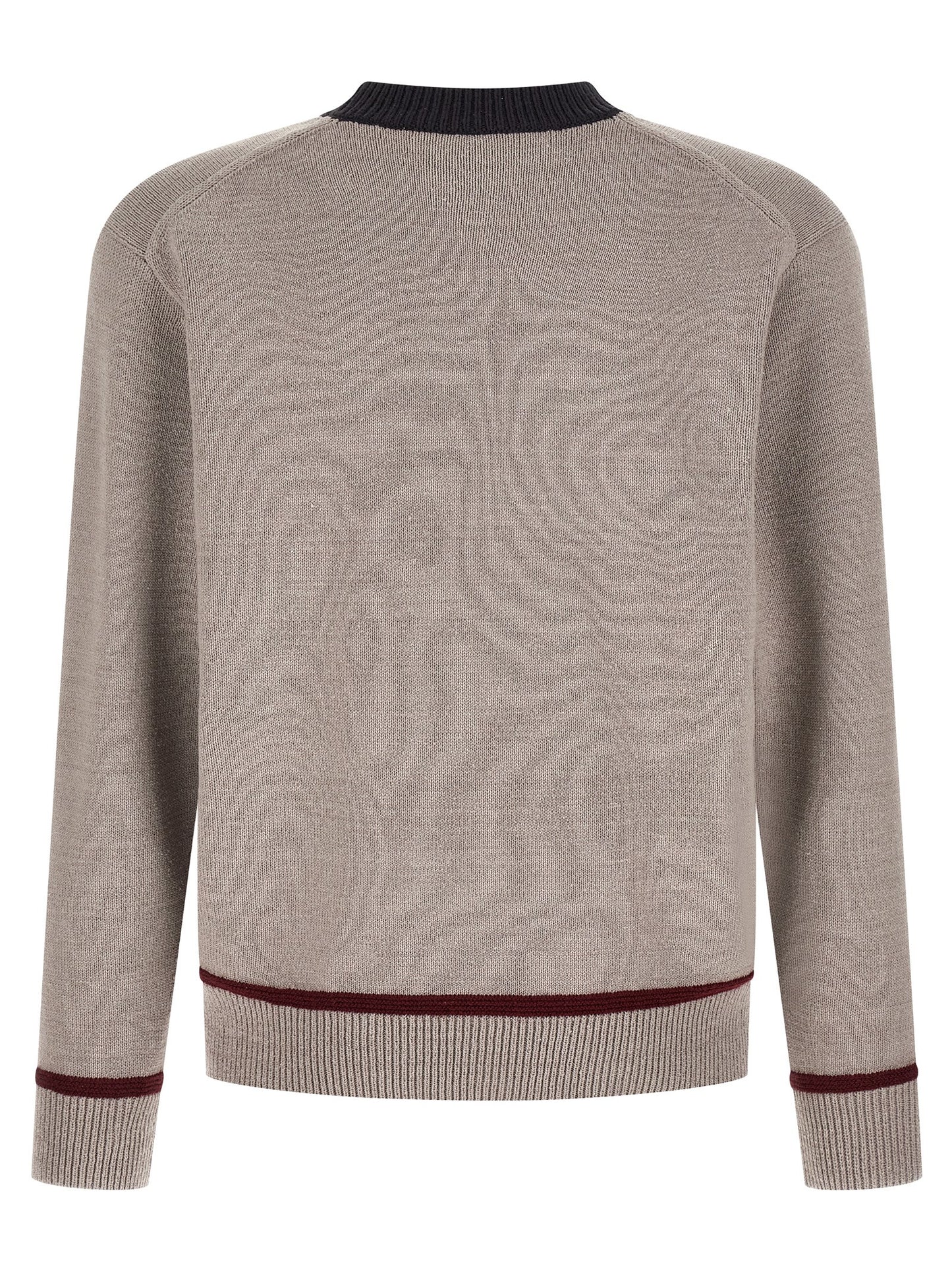 Cardigan by Junya Watanabe for men in nylon cotton silk wool gray & jacquard features a dramatic silhouette, showcasing a sophisticated crew neckline and dramatic detail for a timeless, premium look.
