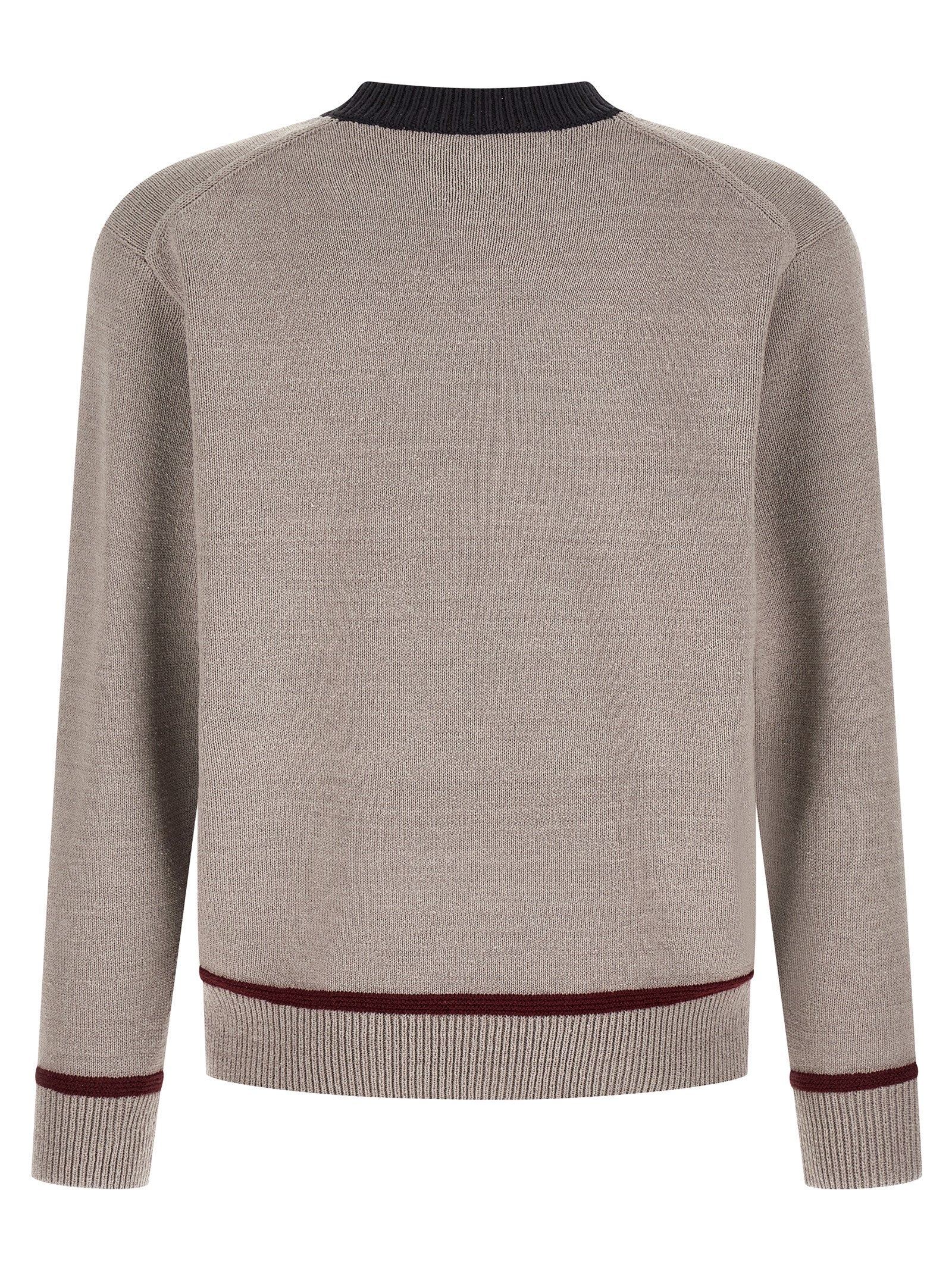 Cardigan by Junya Watanabe for men in nylon cotton silk wool gray & jacquard features a dramatic silhouette, showcasing a sophisticated crew neckline and dramatic detail for a timeless, premium look.