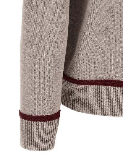 Cardigan by Junya Watanabe for men in nylon cotton silk wool gray & jacquard features a nuanced silhouette with a refined and nuanced detailing for a sophisticated look.