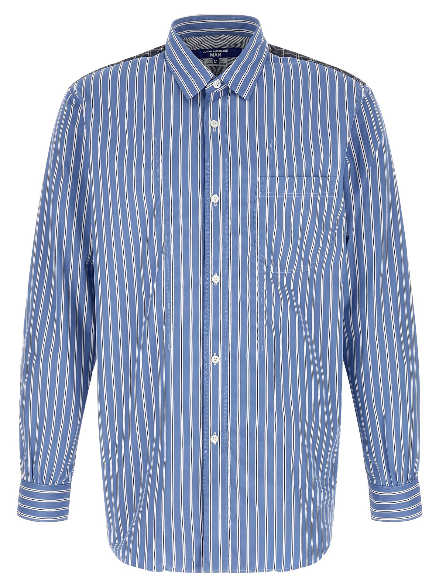 Junya Watanabe Men's Cotton Shirt - Blue Pearl Patchwork