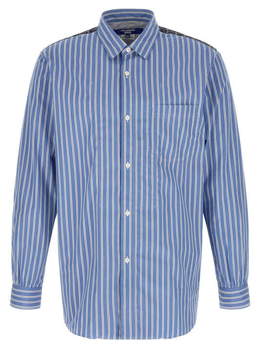 Junya Watanabe Men's Cotton Shirt - Blue Pearl Patchwork