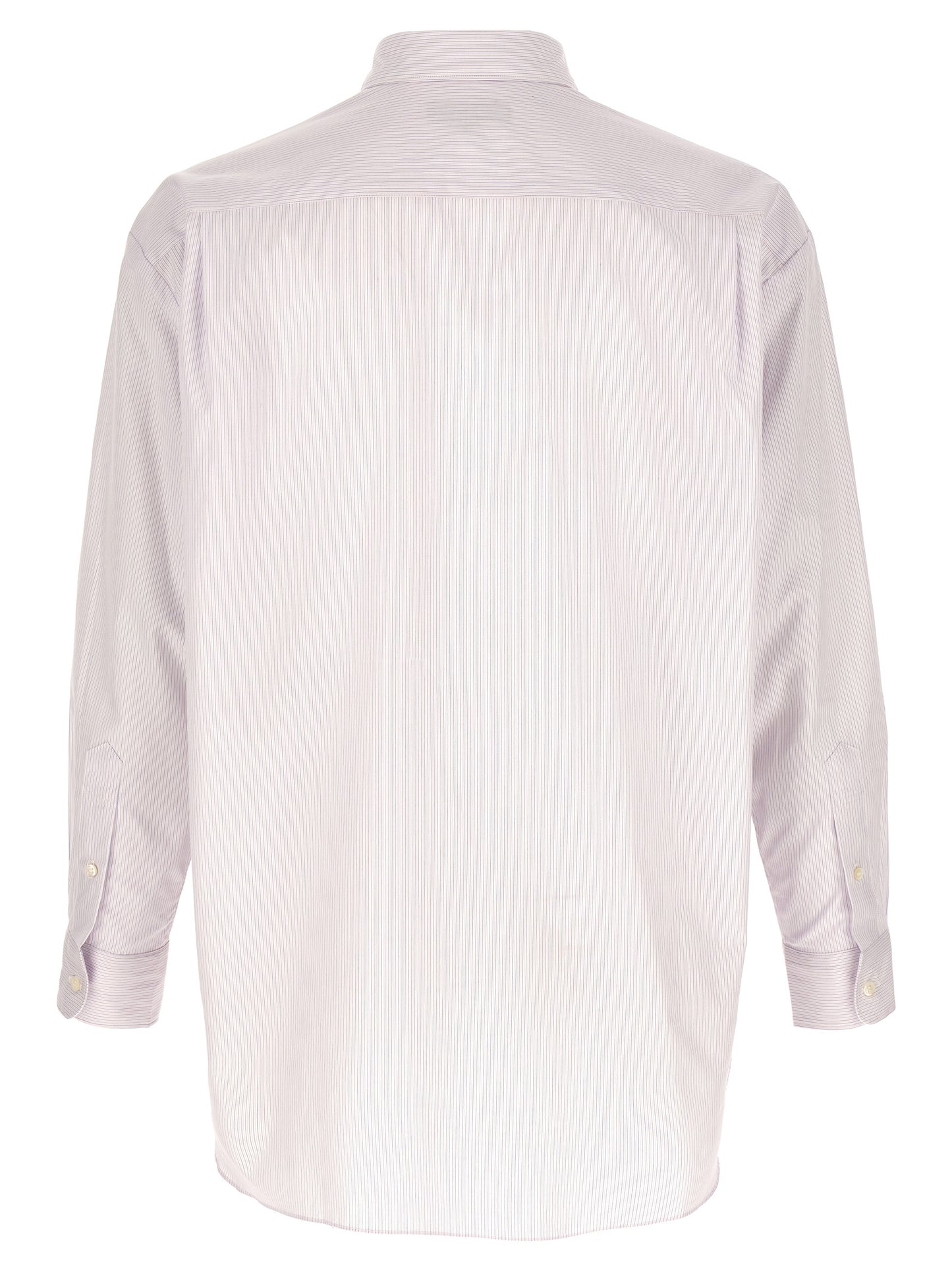 Comme Des Garçons Men's V Neck Cotton Top - Multicolor Pearl Striped