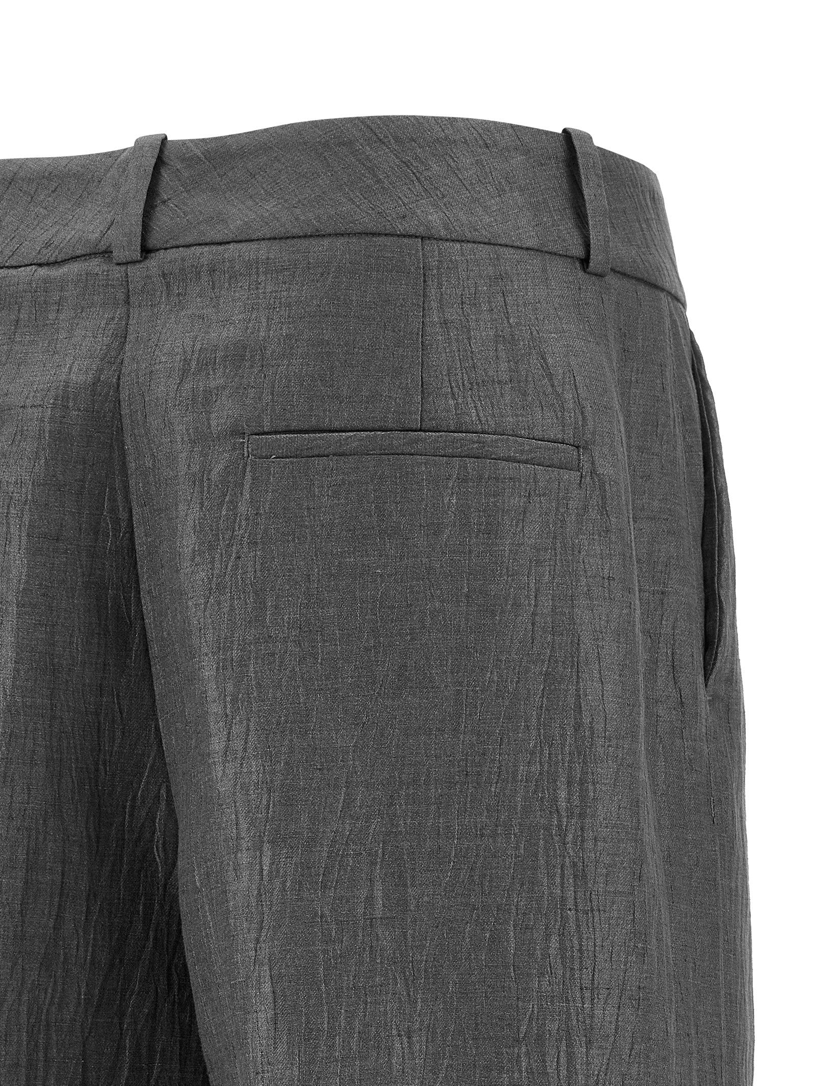 Casual Pants by Peserico for women in polyamide & linen gray features an refined tailoring silhouette, showcasing a premium straight-leg & wide with a and long cut for a refined tailoring look.