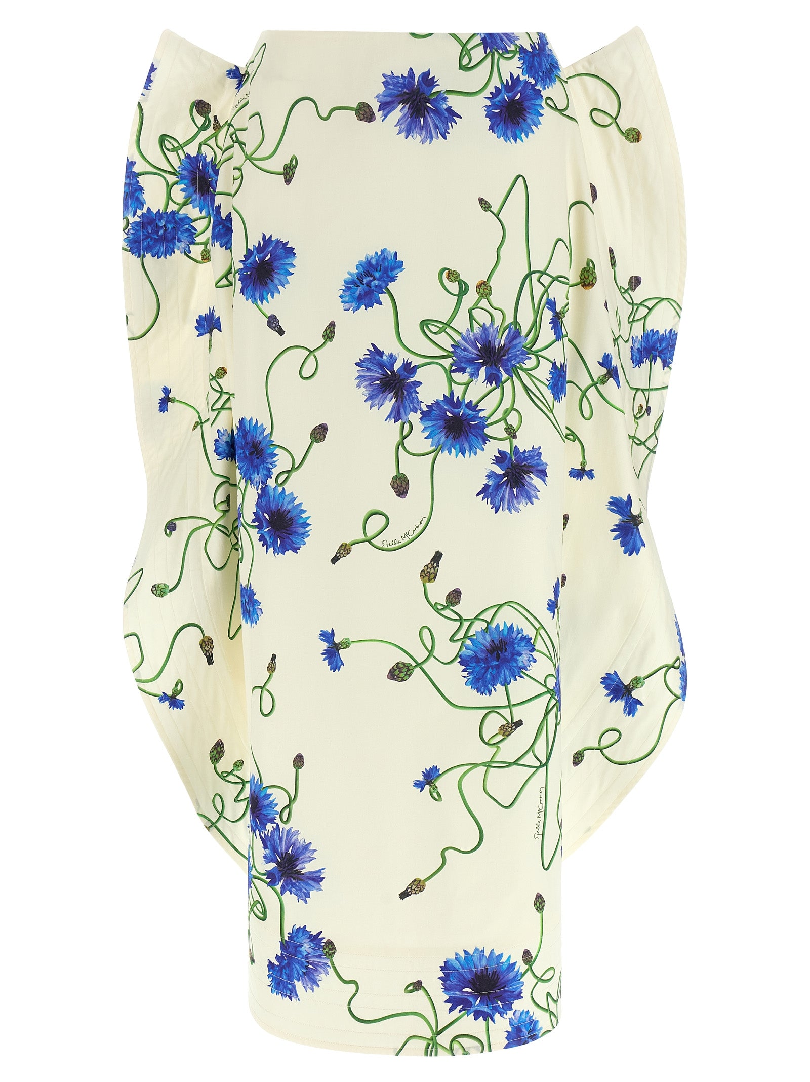 Skirt by Stella McCartney for women in cotton blue, floral & print showcases a dramatic silhouette, artfully capturing the essence of the Women's High Rise Cotton Mini Skirt in a dramatic mini cut for a refined look.