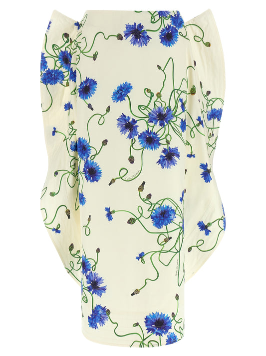 Skirt by Stella McCartney for women in cotton blue, floral & print showcases a dramatic silhouette, artfully capturing the essence of the Women's High Rise Cotton Mini Skirt in a dramatic mini cut for a refined look.