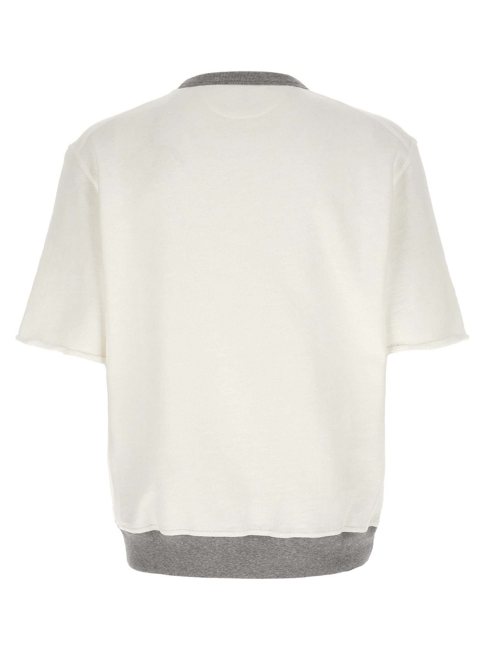 Sweatshirt by Brunello Cucinelli for men in linen & cotton white & print features an exquisite silhouette, showcasing and crew neckline details for a exquisite look.