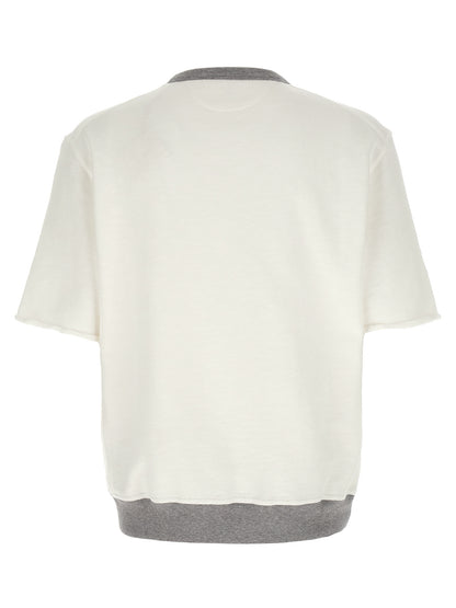 Sweatshirt by Brunello Cucinelli for men in linen & cotton white & print features an exquisite silhouette, showcasing and crew neckline details for a exquisite look.