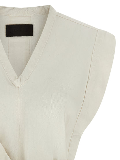 Vest by Lemaire for women in denim cotton twill white features a stylish silhouette, showcasing distinct and a refined v-neck neckline for a truly stylish finish.