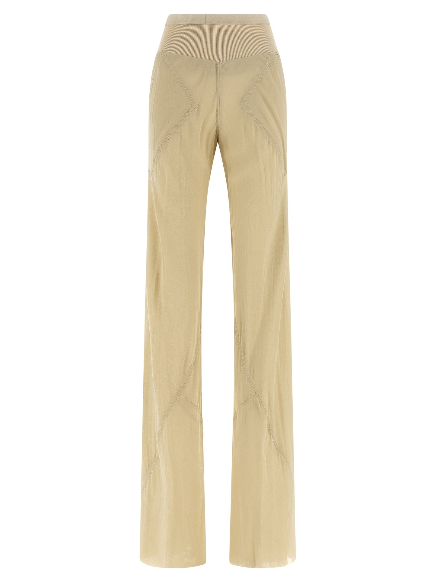 Rick Owens Women's Flared Wide Silk Trousers - Beige Transparent