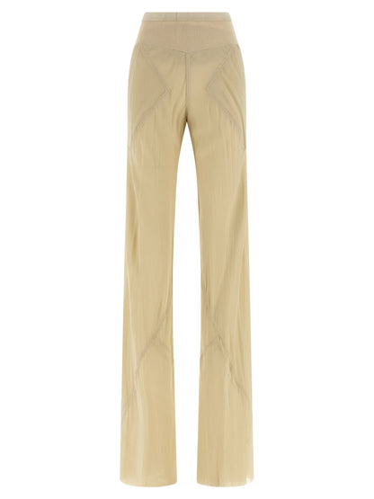 Rick Owens Women's Flared Wide Silk Trousers - Beige Transparent