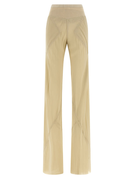 Rick Owens Women's Flared Wide Silk Trousers - Beige Transparent