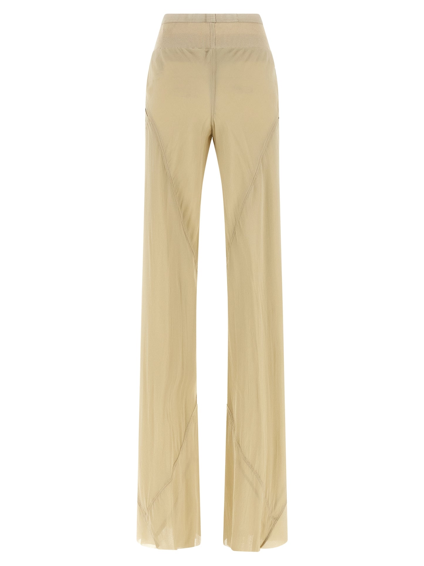 Rick Owens Women's Flared Wide Silk Trousers - Beige Transparent