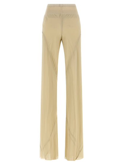 Rick Owens Women's Flared Wide Silk Trousers - Beige Transparent