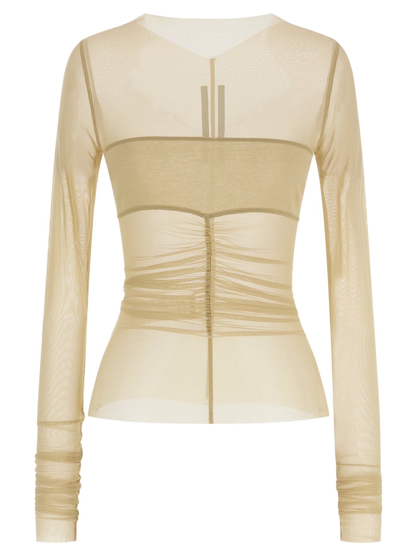 Rick Owens Women's Long-Sleeve Boat Neck Stretch Cotton & Nylon Shirt - Beige Transparent