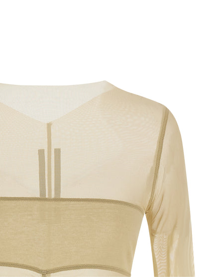 Rick Owens Women's Long-Sleeve Boat Neck Stretch Cotton & Nylon Shirt - Beige Transparent
