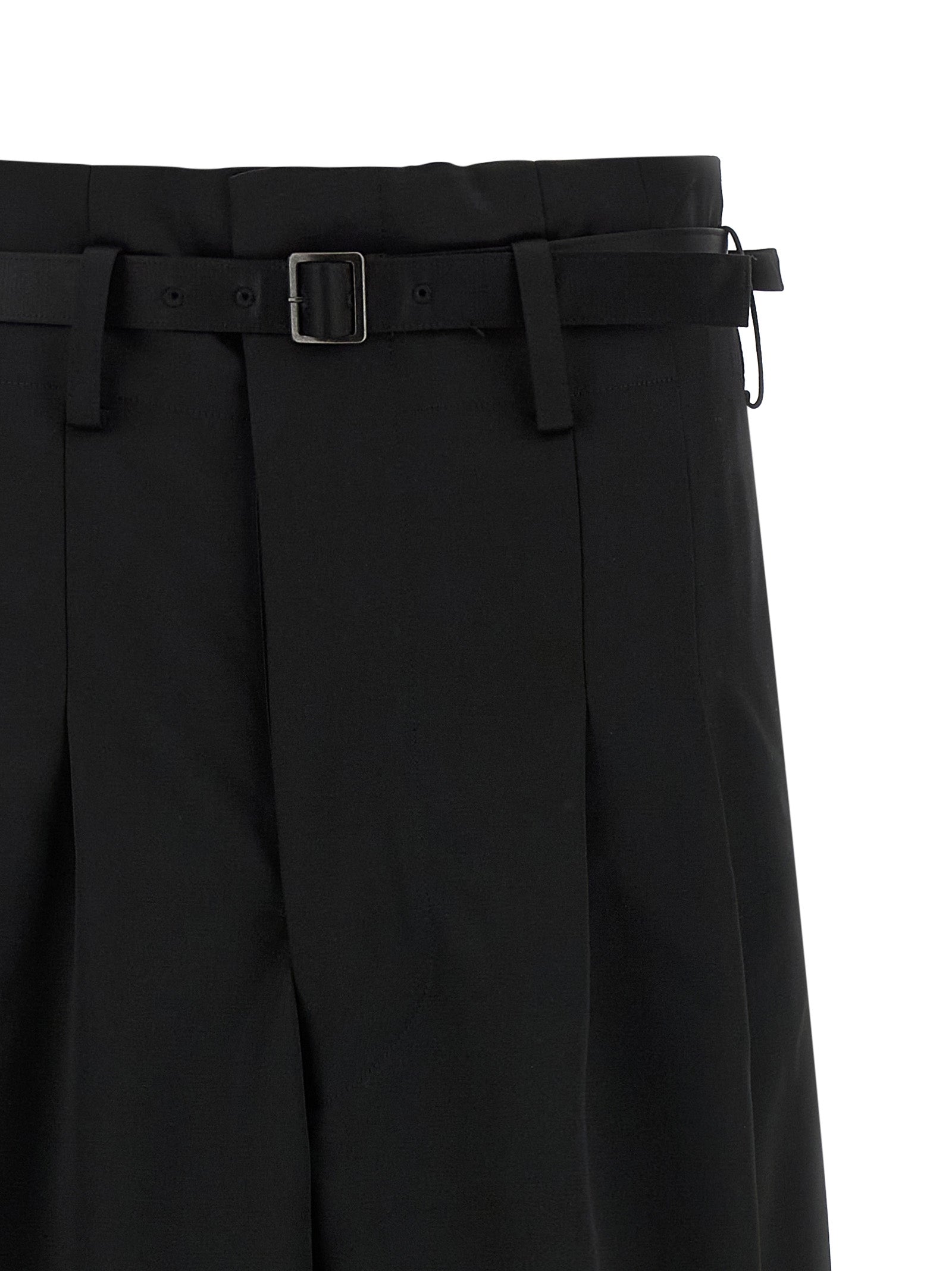 Trousers by Junya Watanabe for women in satin acetate wool black features an on trend silhouette, showcasing a sophisticated flared, wide & cropped with a cropped and high rise for an on trend finish.