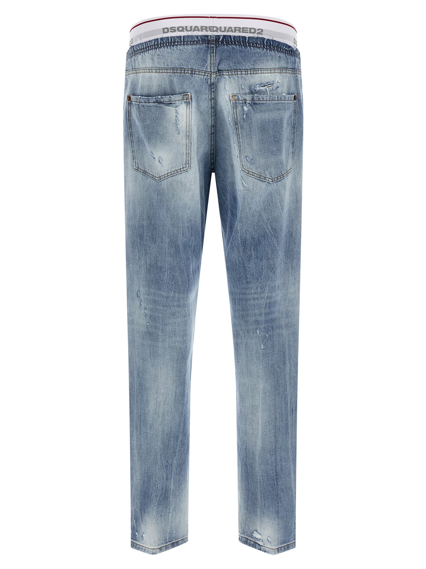 Jeans by Dsquared² for men in denim cotton blue & jacquard features an refined tailoring silhouette, showcasing a premium relaxed-fit with a and long cut for a refined tailoring look.