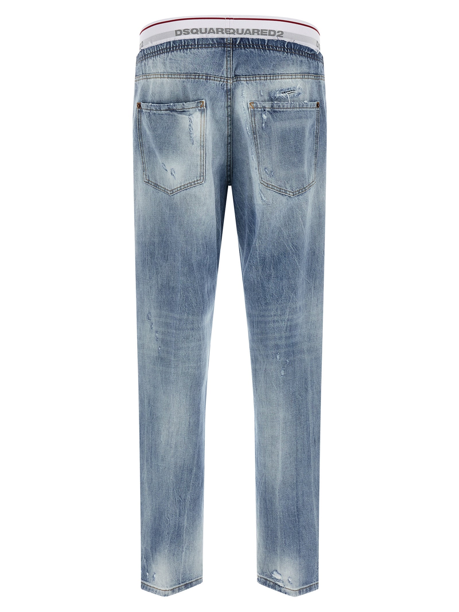 Jeans by Dsquared² for men in denim cotton blue & jacquard features an refined tailoring silhouette, showcasing a premium relaxed-fit with a and long cut for a refined tailoring look.