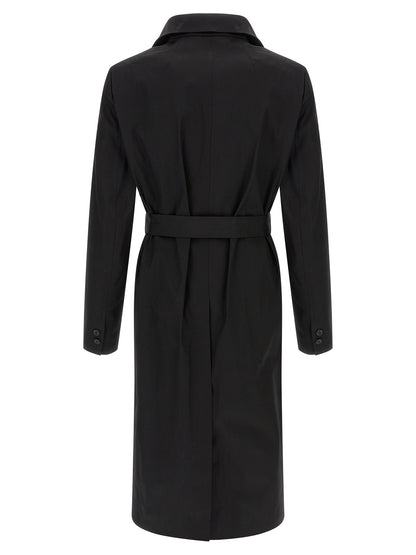 Trench Coat by Rick Owens for men in stretch cotton black showcases a contemporary silhouette, detailed with a contemporary and distinctive insulated for a truly contemporary finish.