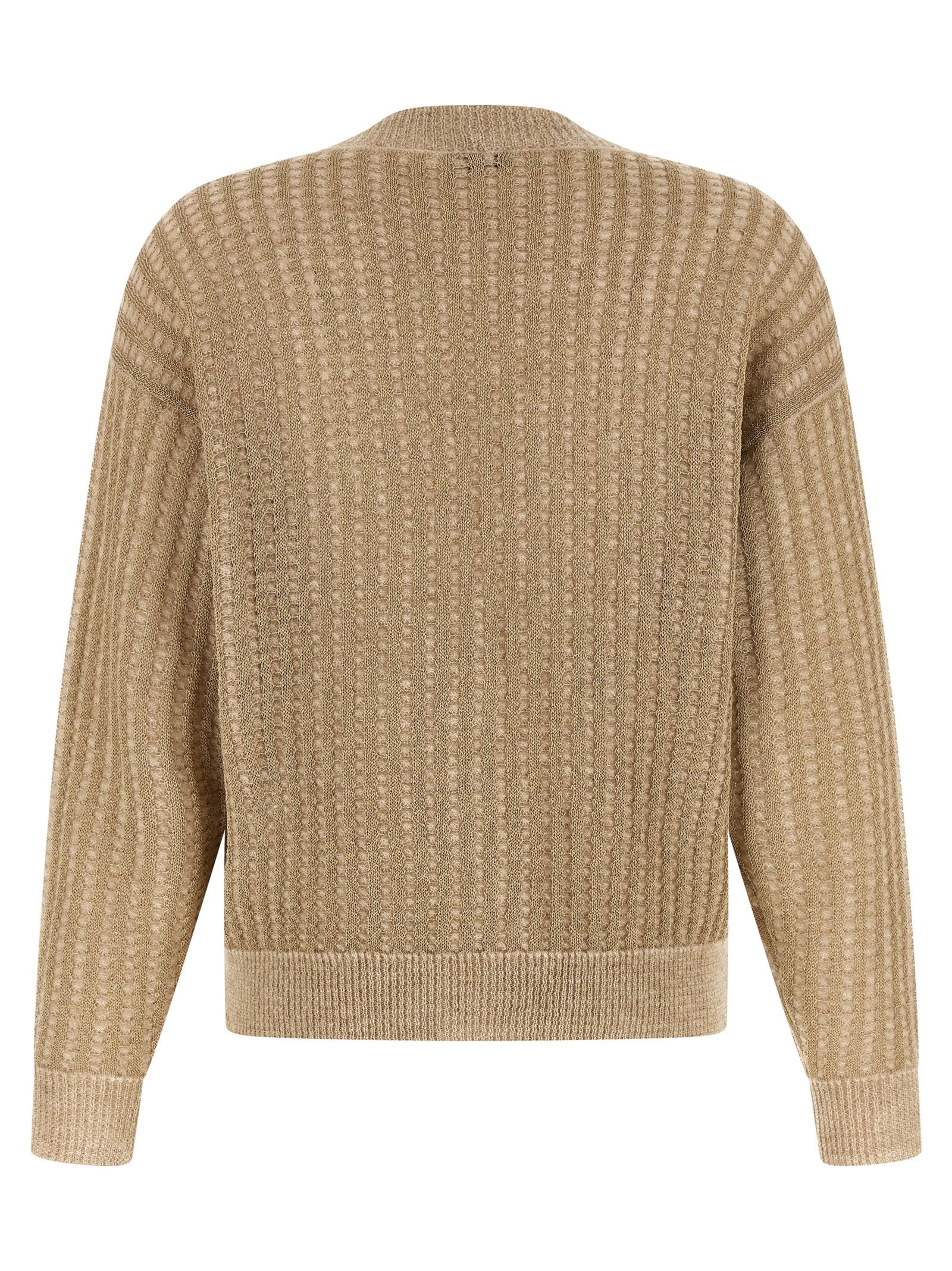 Cardigan by Peserico for women in virgin alpaca wool polyester & polyamide beige showcases a captivating silhouette, artfully detailed with a captivating and v-neck neckline for a truly sophisticated captivating look.