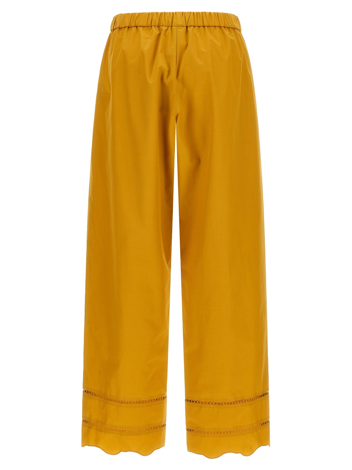 Casual Pants by Fabiana Filippi for women in cotton bicolour & yellow features a refined silhouette with a refined wide, defined by a and a refined long for a refined finish.