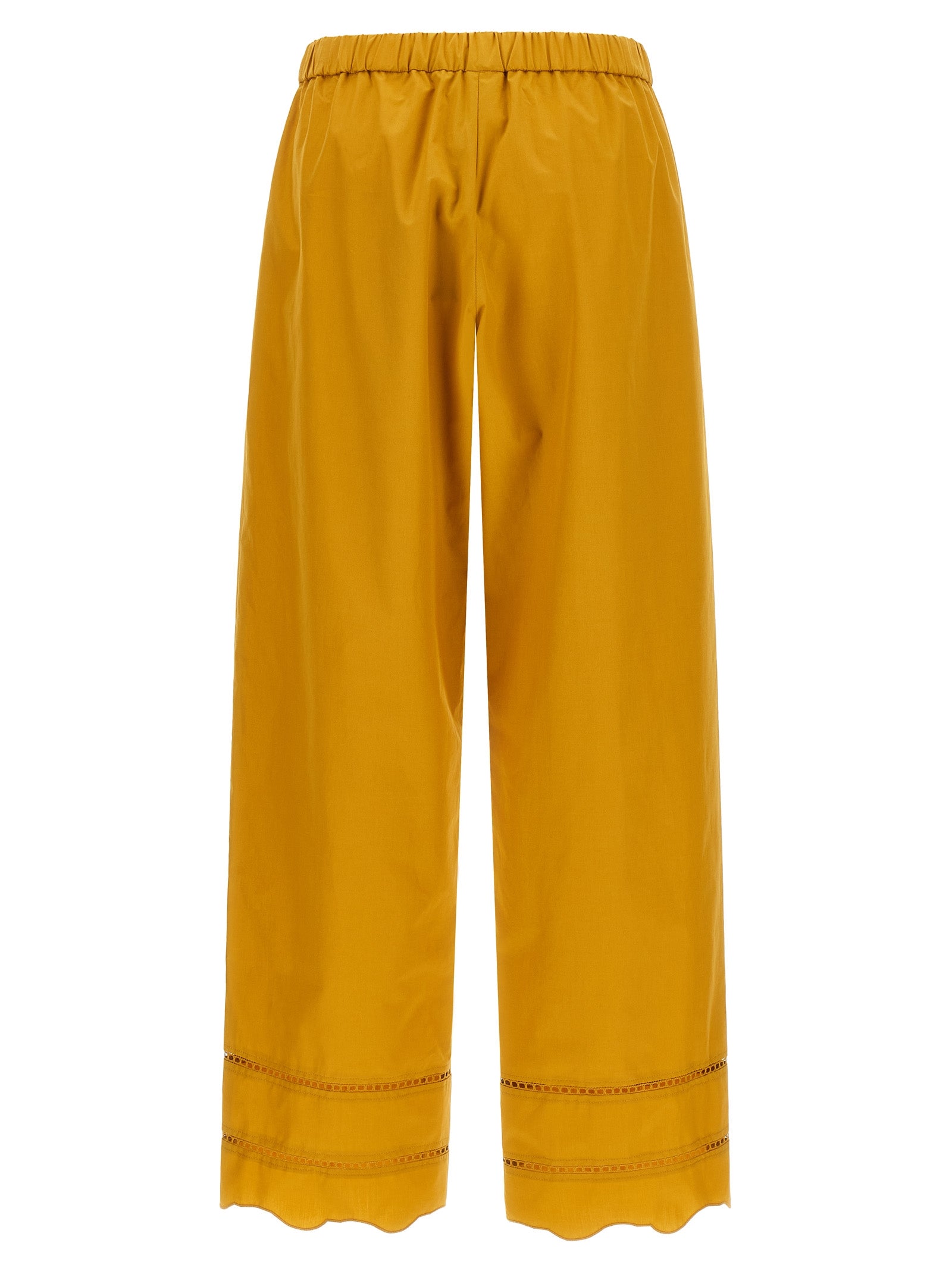 Casual Pants by Fabiana Filippi for women in cotton bicolour & yellow features a refined silhouette with a refined wide, defined by a and a refined long for a refined finish.