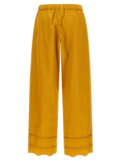 Casual Pants by Fabiana Filippi for women in cotton bicolour & yellow features a refined silhouette with a refined wide, defined by a and a refined long for a refined finish.