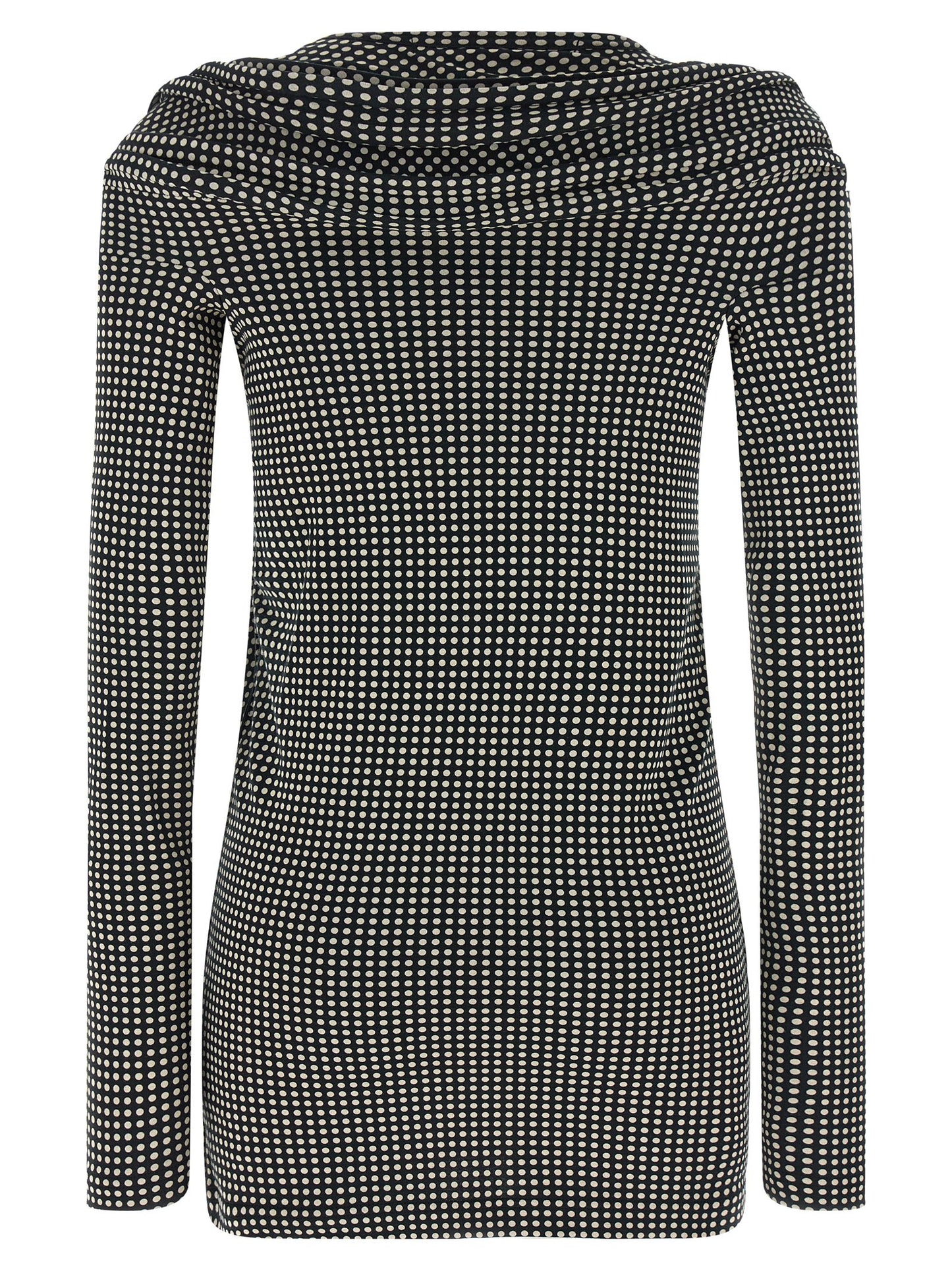 Dress by Junya Watanabe for women in cotton bicolour, black, white & patterned features an magnificent silhouette, artfully detailed with a magnificent crew neckline and that flows into an magnificent short mini.