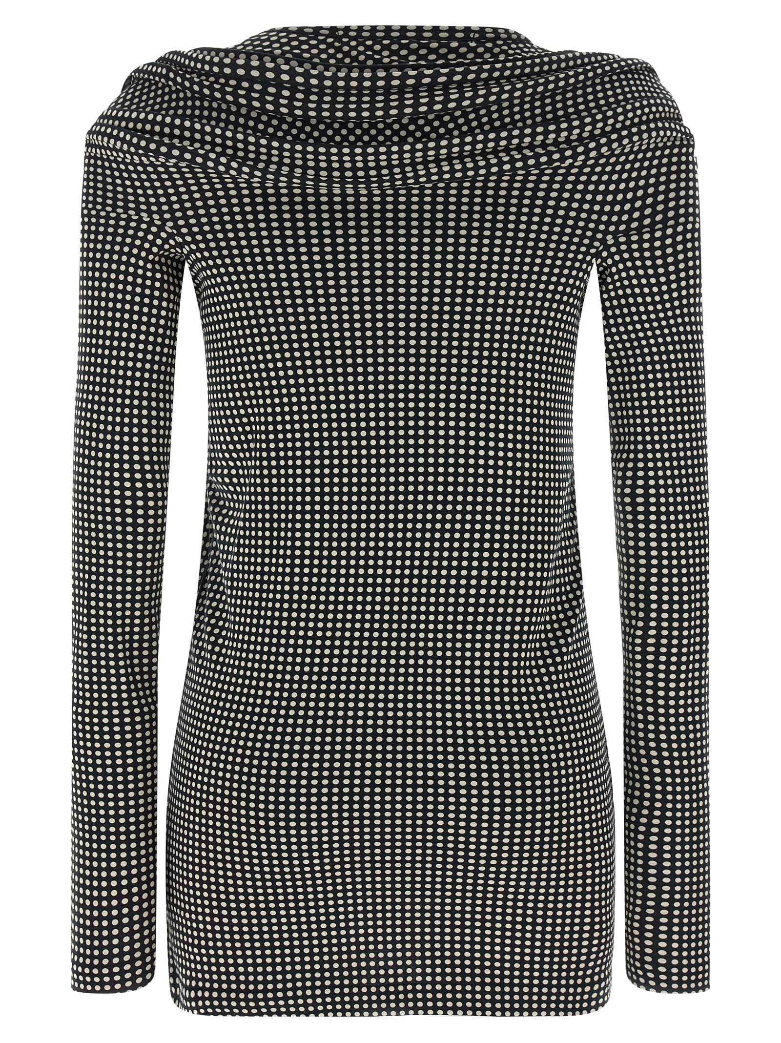 Dress by Junya Watanabe for women in cotton bicolour, black, white & patterned features an magnificent silhouette, artfully detailed with a magnificent crew neckline and that flows into an magnificent short mini.