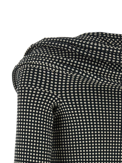 Dress by Junya Watanabe for women in cotton bicolour, black, white & patterned features an magnificent silhouette, artfully detailed with a magnificent and that flows into an magnificent short mini.